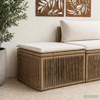 Fodskammel Beige polyrattan