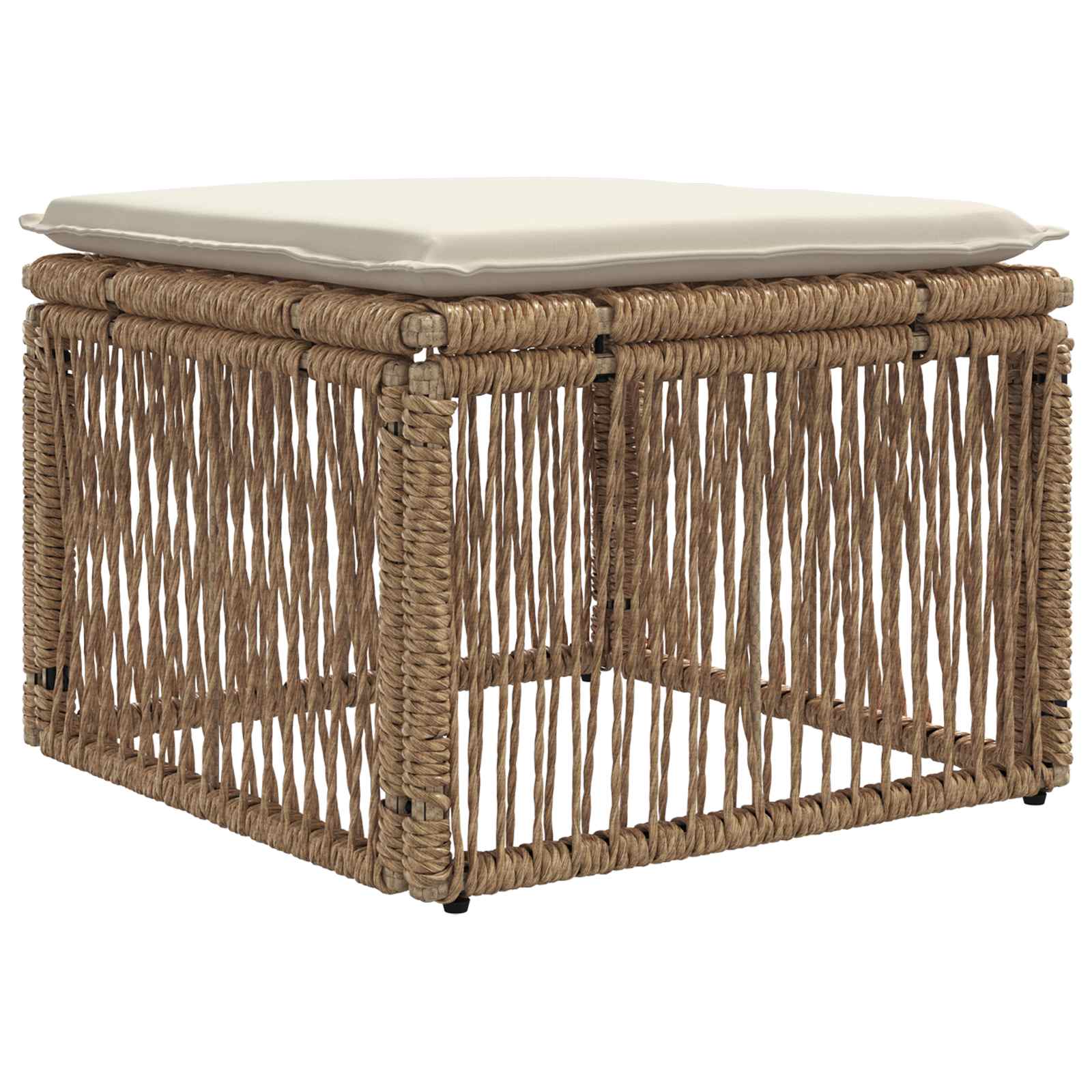 Fodskammel Beige polyrattan billede