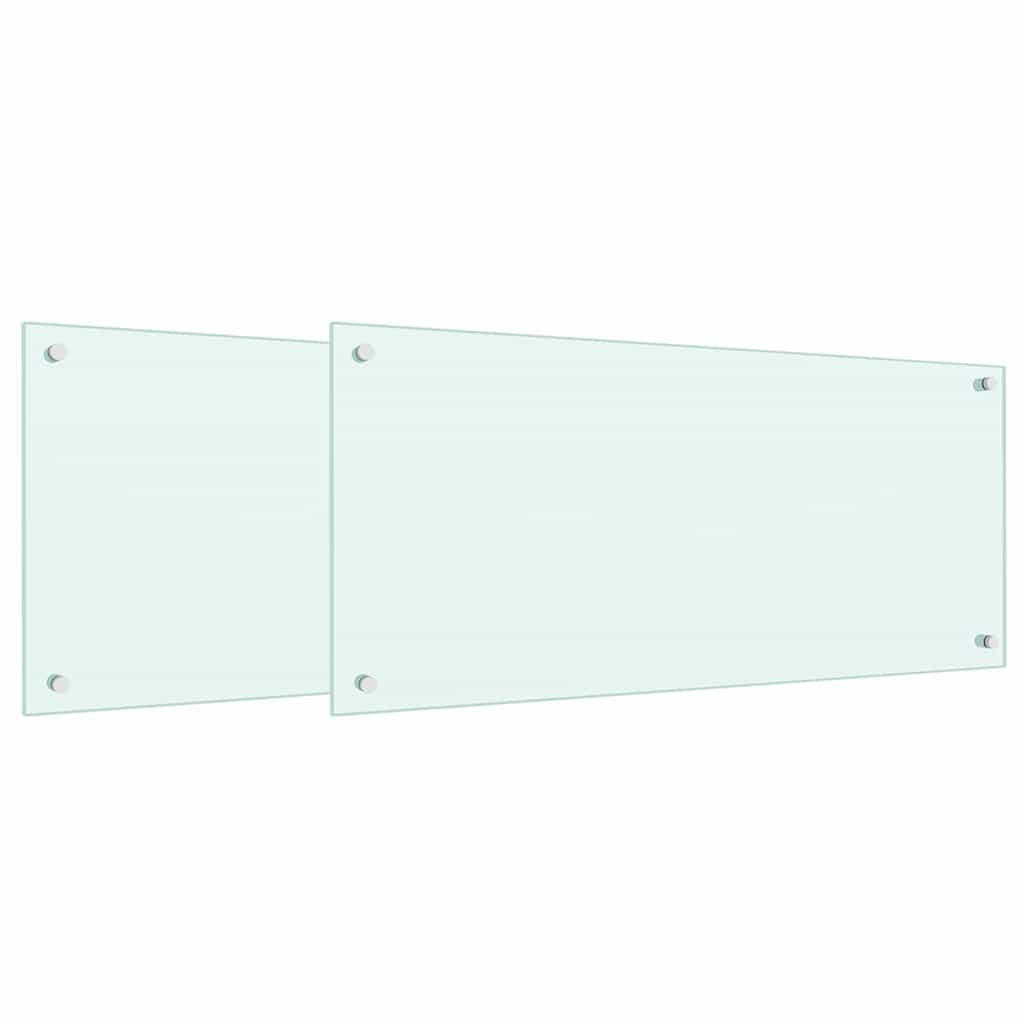 Køkkenbacksplash 2 pcs Hvid 90 x 40 cm hærdet glas