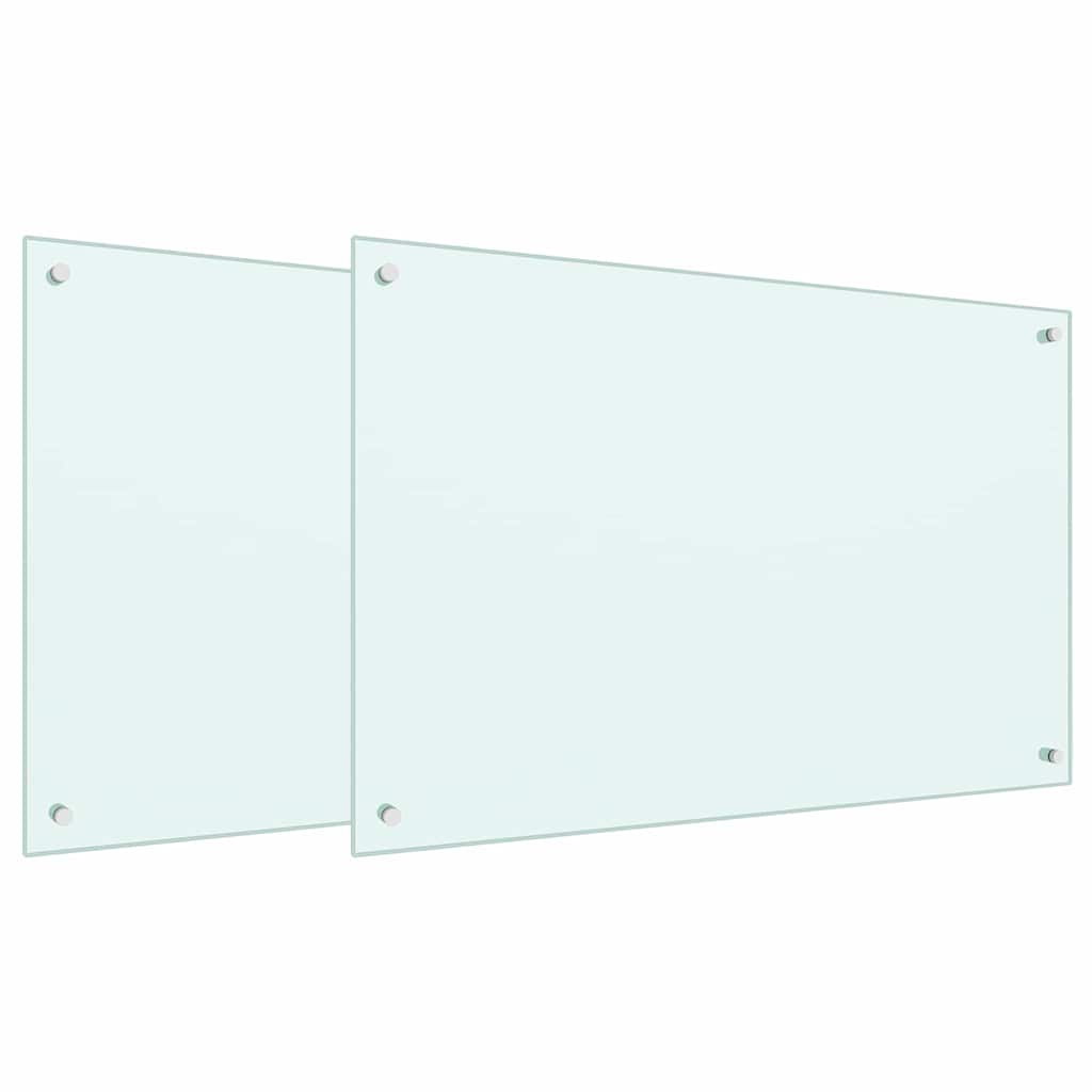 Køkkenbacksplash 2 pcs Hvid 90 x 60 cm hærdet glas