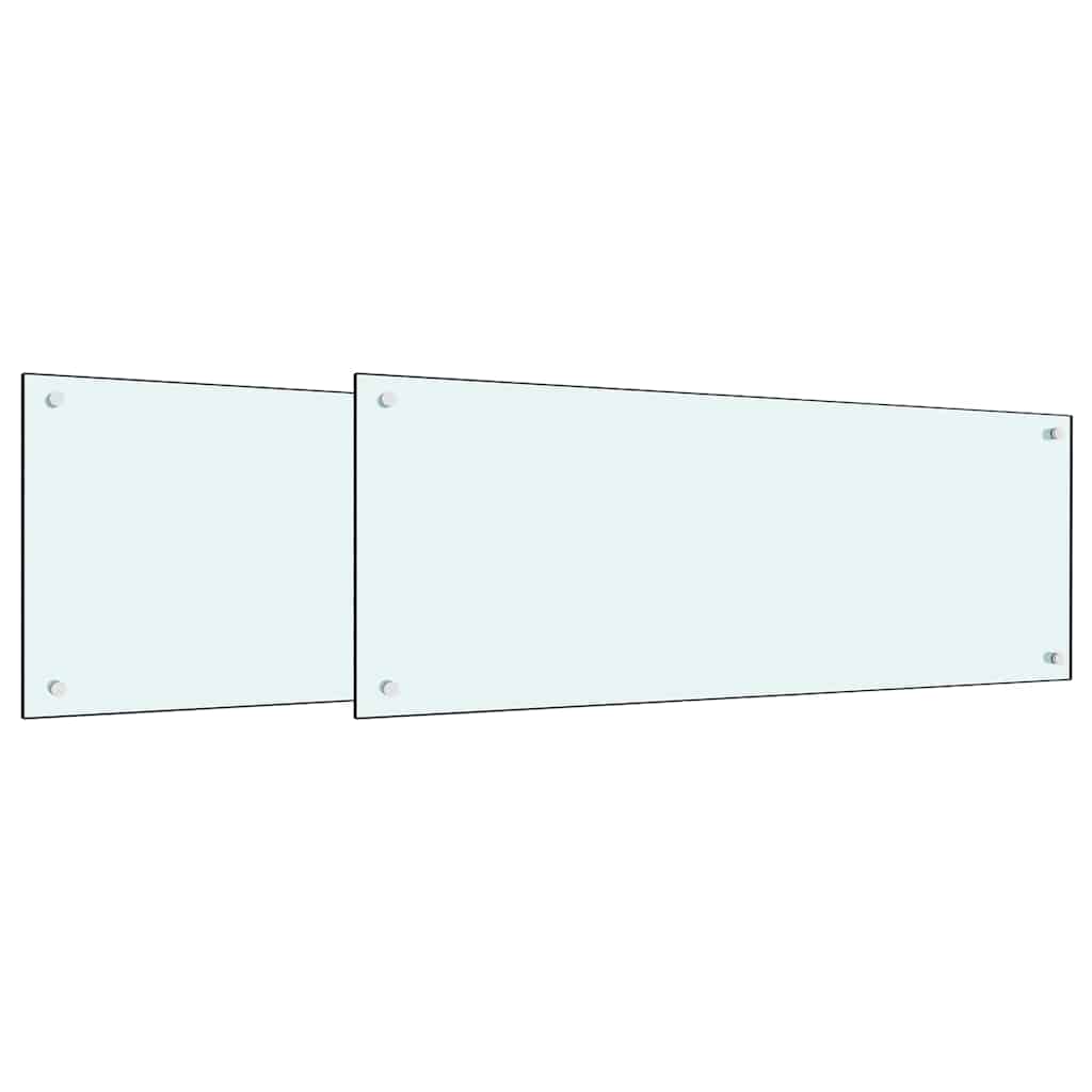 Køkkenbacksplash 2 pcs Hvid 100 x 40 cm hærdet glas