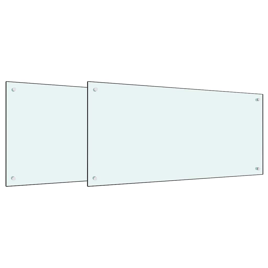 Køkkenbacksplash 2 pcs Hvid 100 x 50 cm hærdet glas