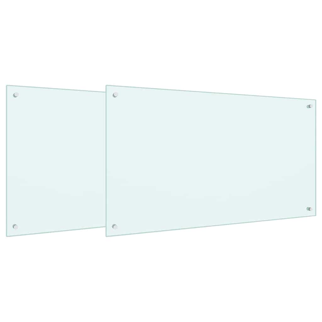 Køkkenbacksplash 2 pcs Hvid 100 x 60 cm hærdet glas