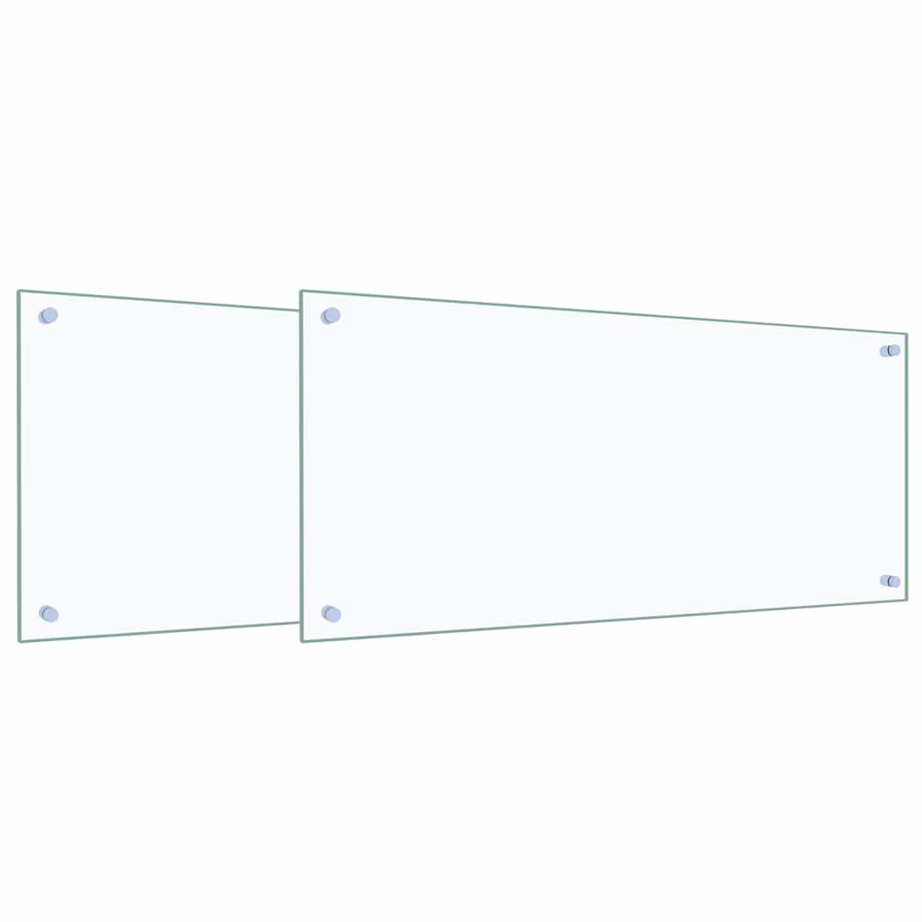 Køkkenbacksplash 2 pcs Transparent 90 x 40 cm hærdet glas