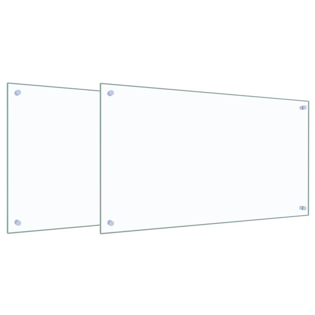 Køkkenbacksplash 2 pcs Transparent 90 x 50 cm hærdet glas