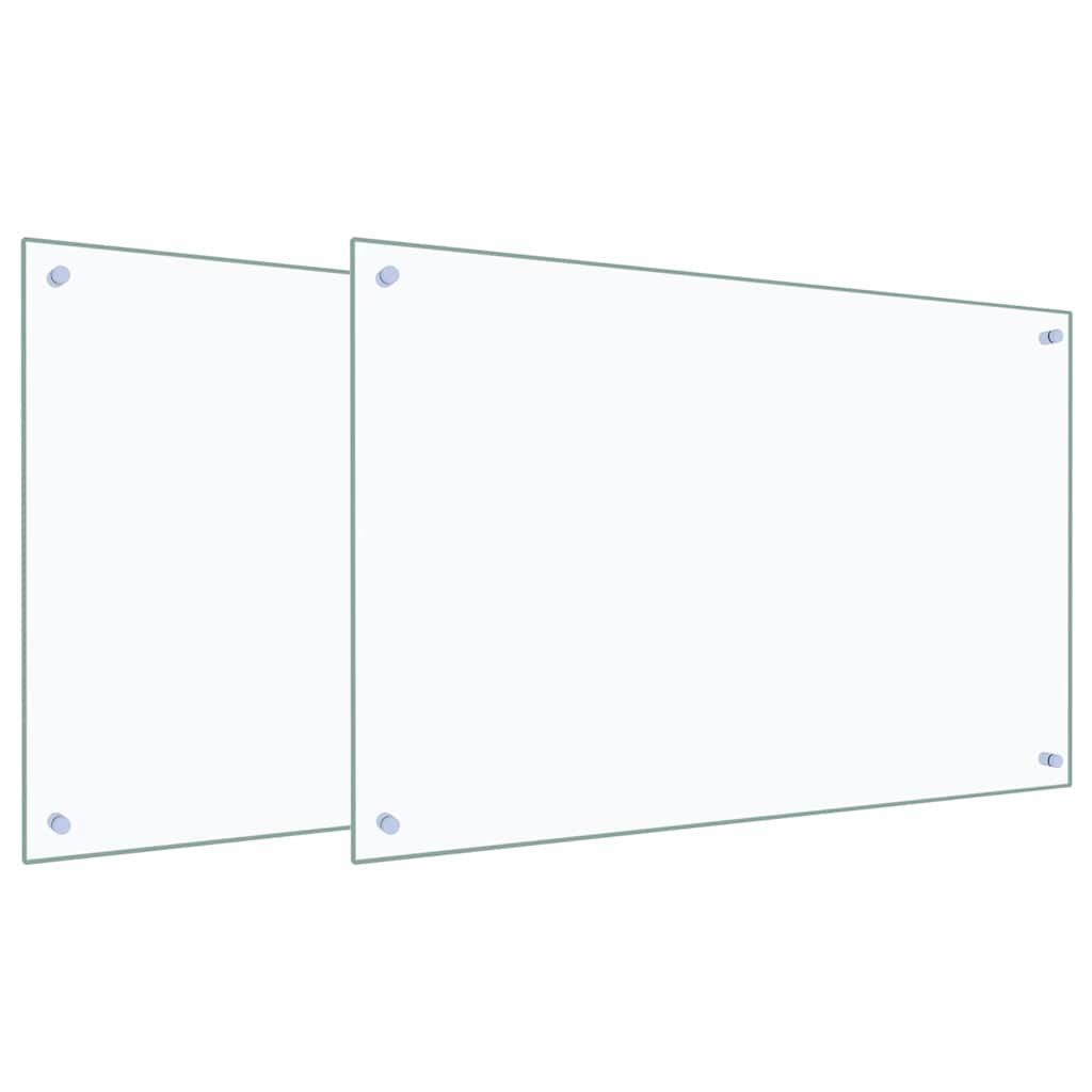 Køkkenbacksplash 2 pcs Transparent 90 x 60 cm hærdet glas