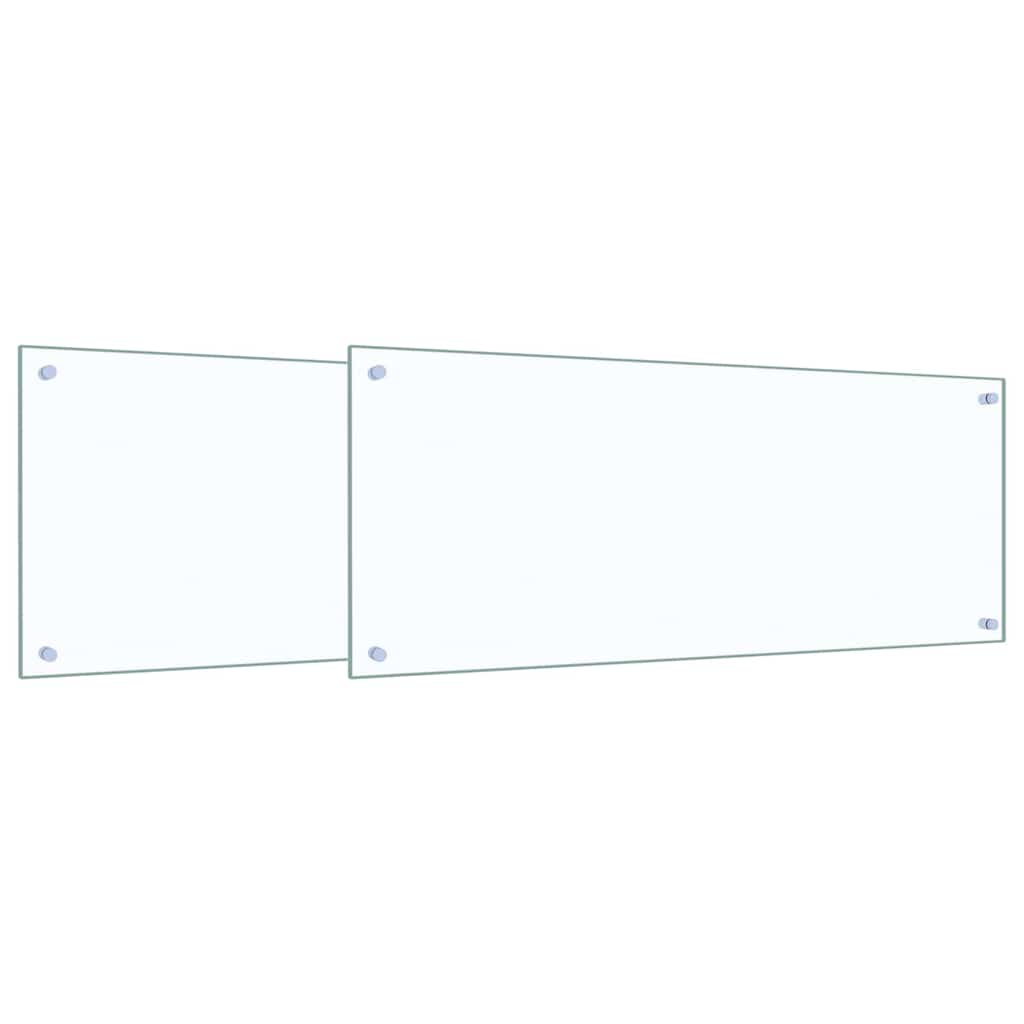 Køkkenbacksplash 2 pcs Transparent 100 x 40 cm hærdet glas