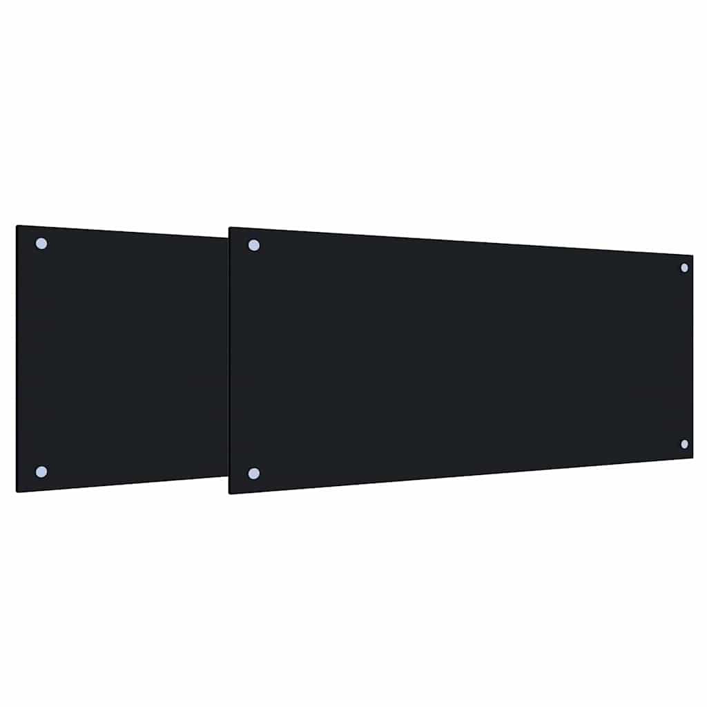 Køkkenbacksplash 2 pcs Sort 90 x 40 cm hærdet glas