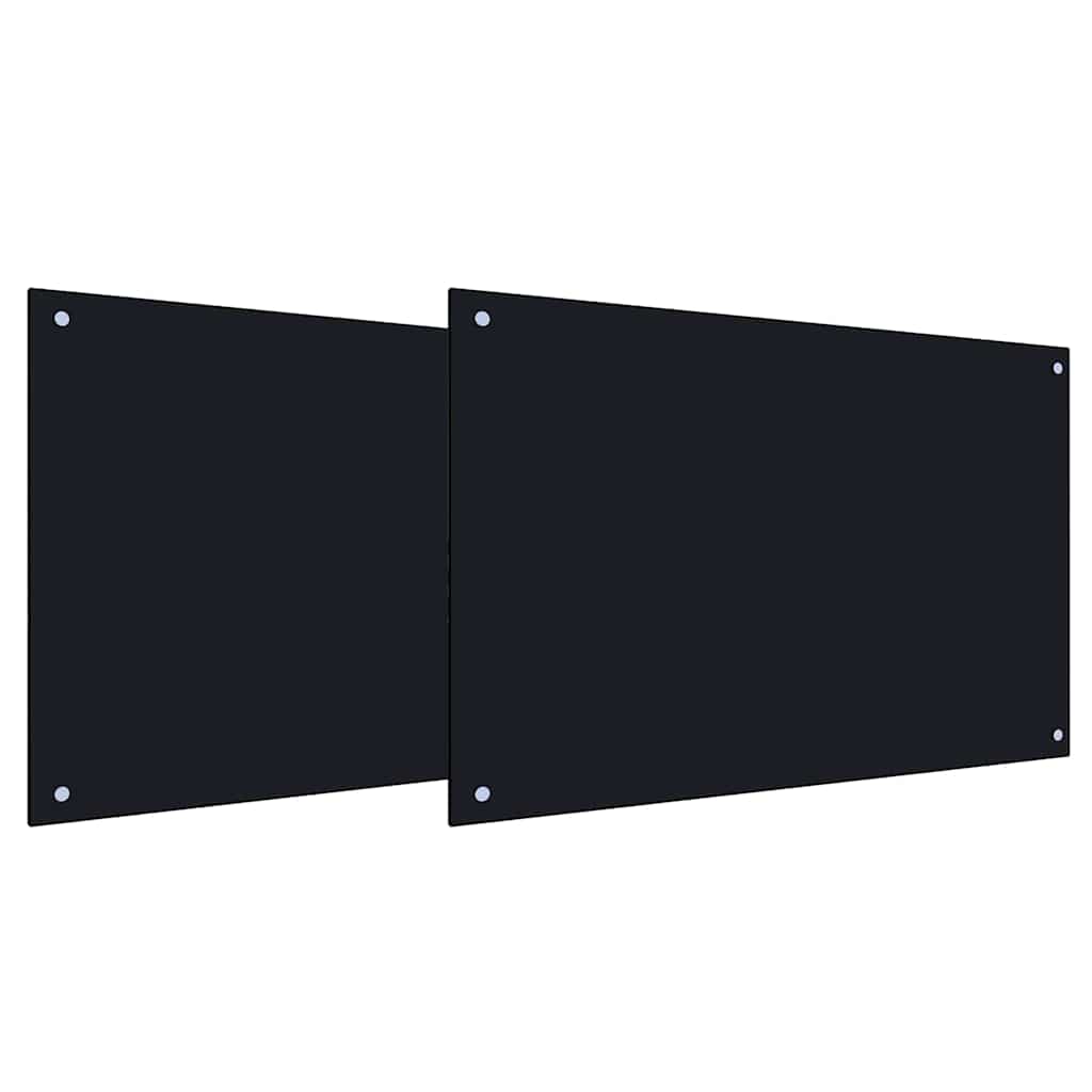 Køkkenbacksplash 2 pcs Sort 90 x 50 cm hærdet glas
