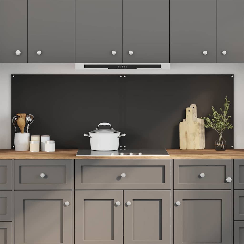 Køkkenbacksplash 2 pcs Sort 90 x 60 cm hærdet glas