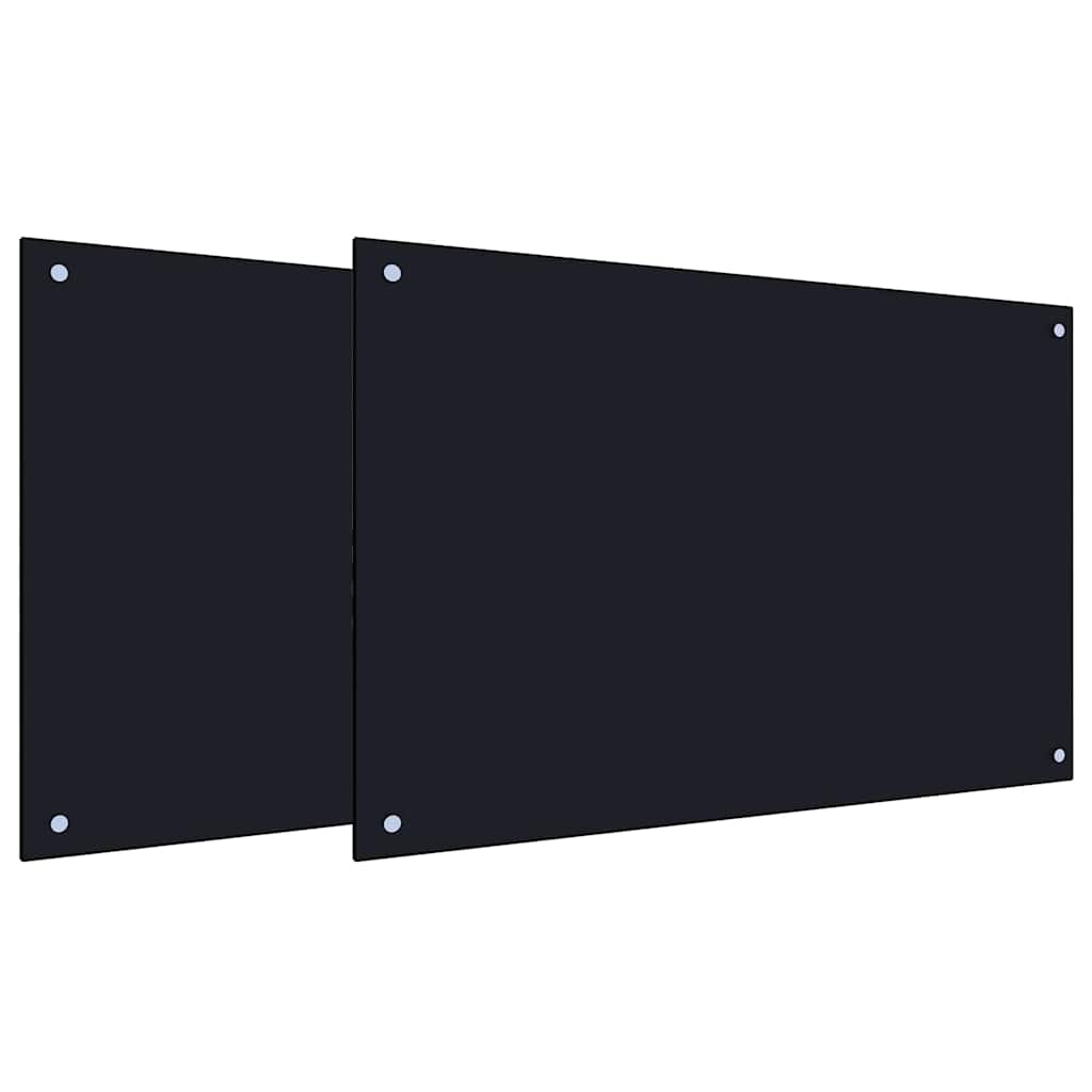 Køkkenbacksplash 2 pcs Sort 90 x 60 cm hærdet glas