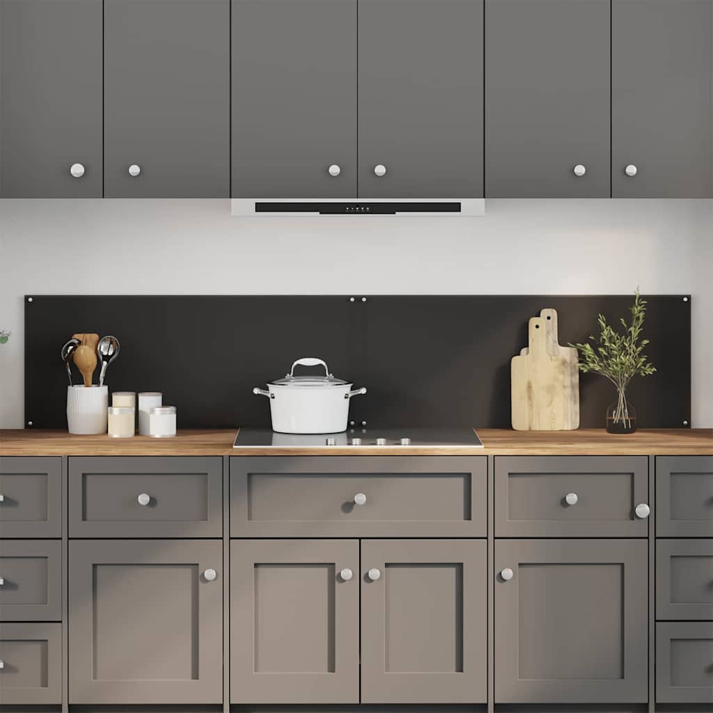 Køkkenbacksplash 2 pcs Sort 100 x 40 cm hærdet glas billede