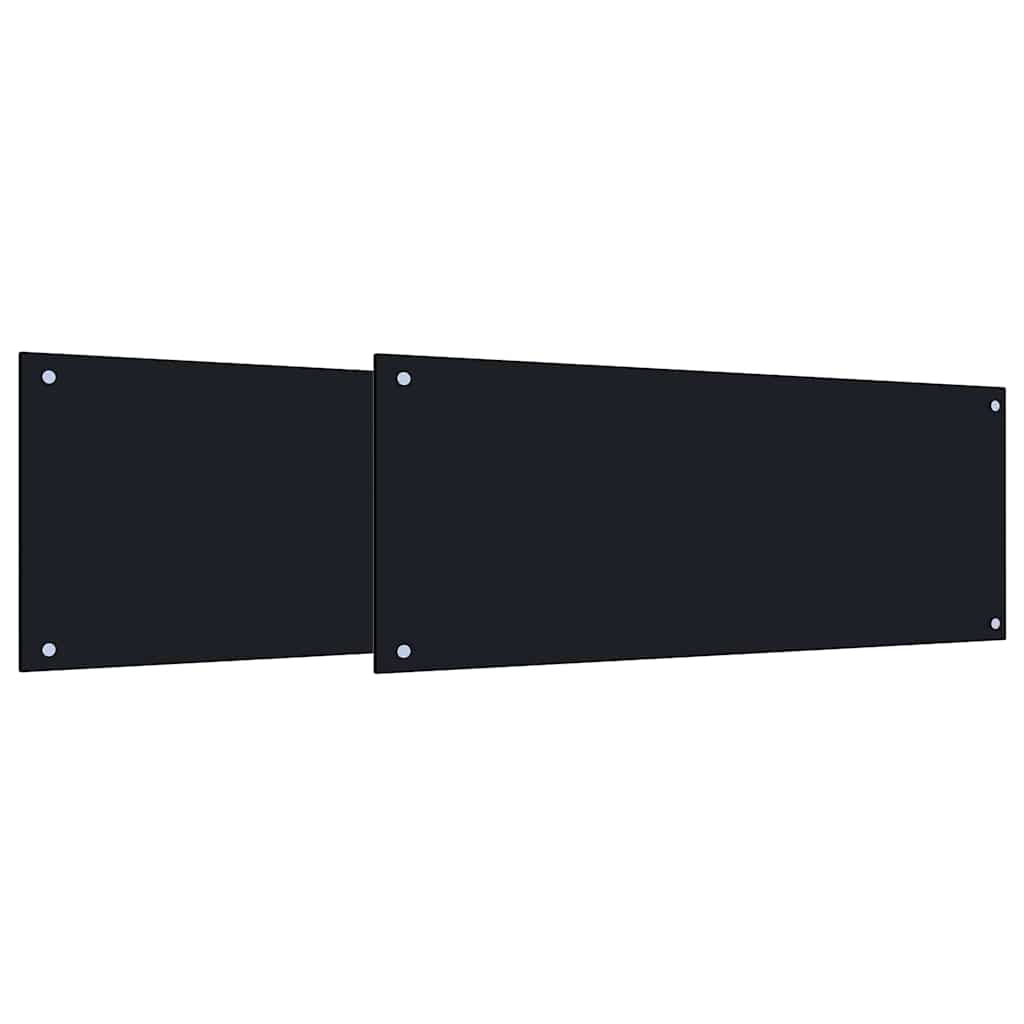 Køkkenbacksplash 2 pcs Sort 100 x 40 cm hærdet glas