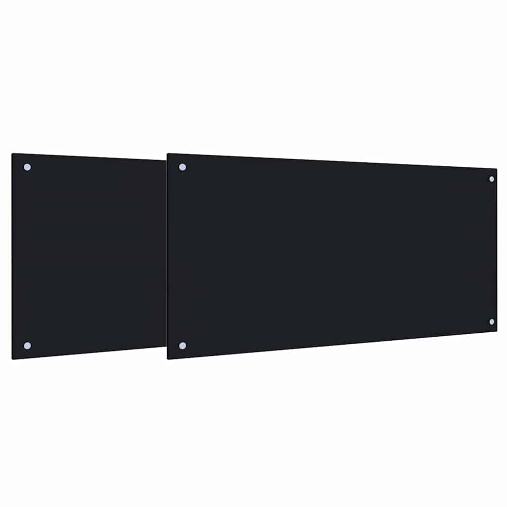 Køkkenbacksplash 2 pcs Sort 100 x 50 cm hærdet glas