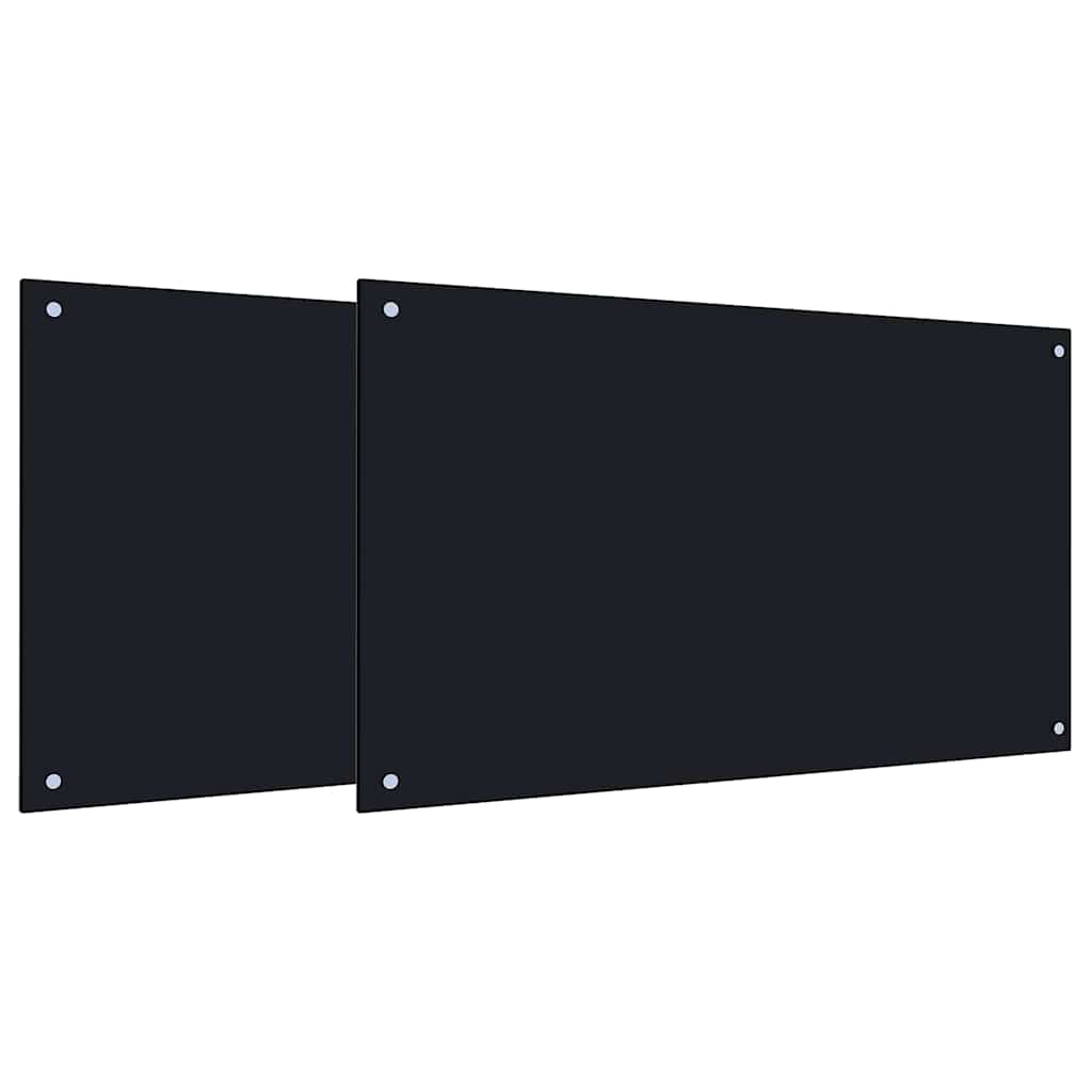 Køkkenbacksplash 2 pcs Sort 100 x 60 cm hærdet glas
