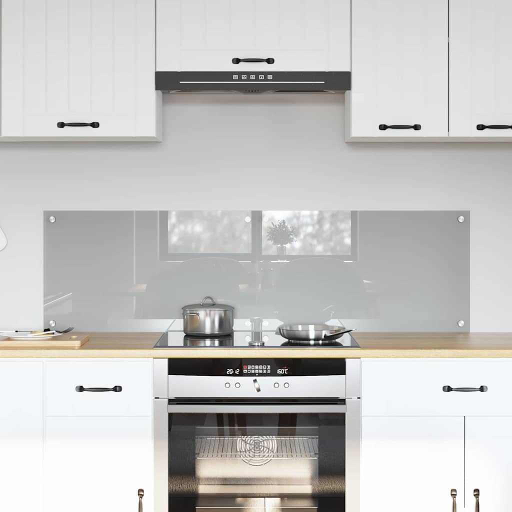 Køkkenbacksplash 2 pcs Lysegrå 70 x 40 cm hærdet glas billede