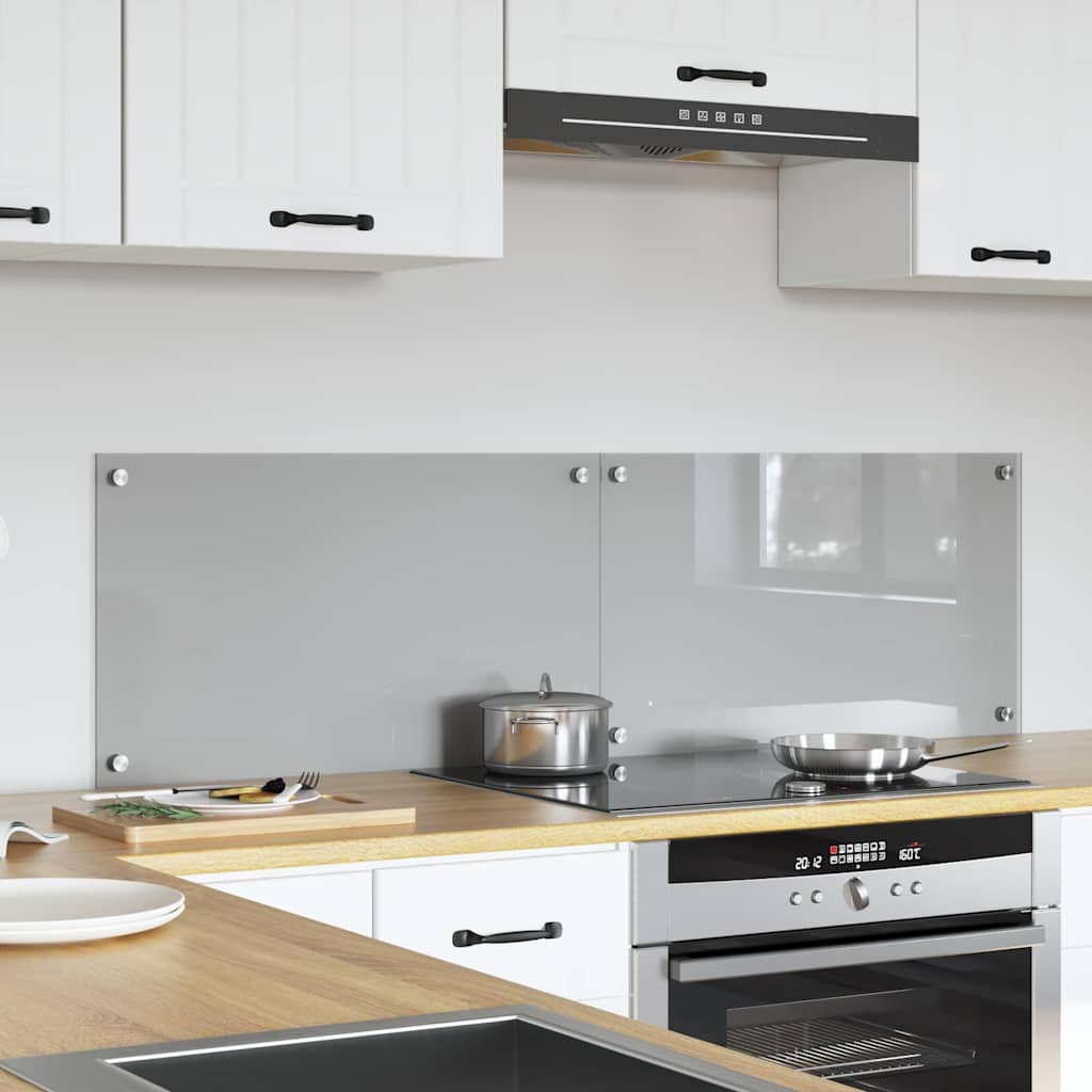 Køkkenbacksplash 2 pcs Lysegrå 70 x 40 cm hærdet glas