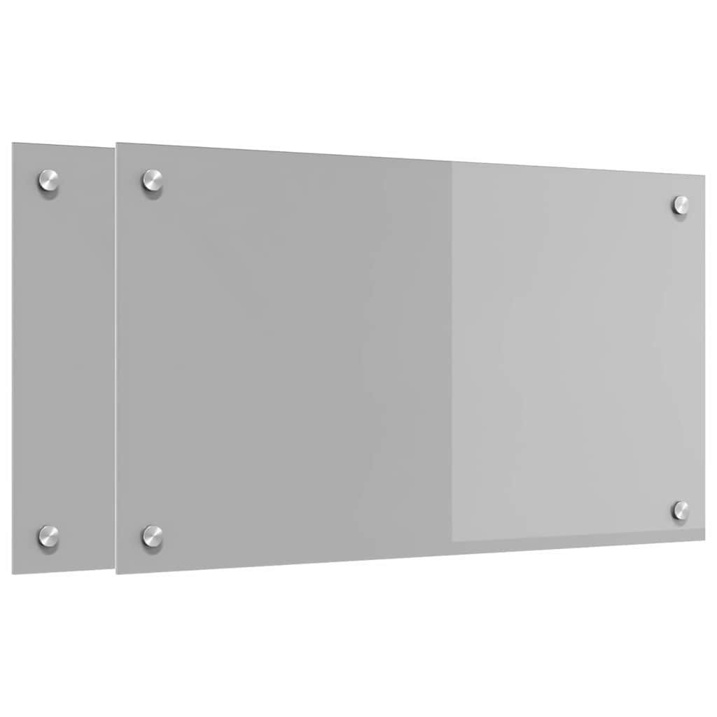 Køkkenbacksplash 2 pcs Lysegrå 70 x 40 cm hærdet glas