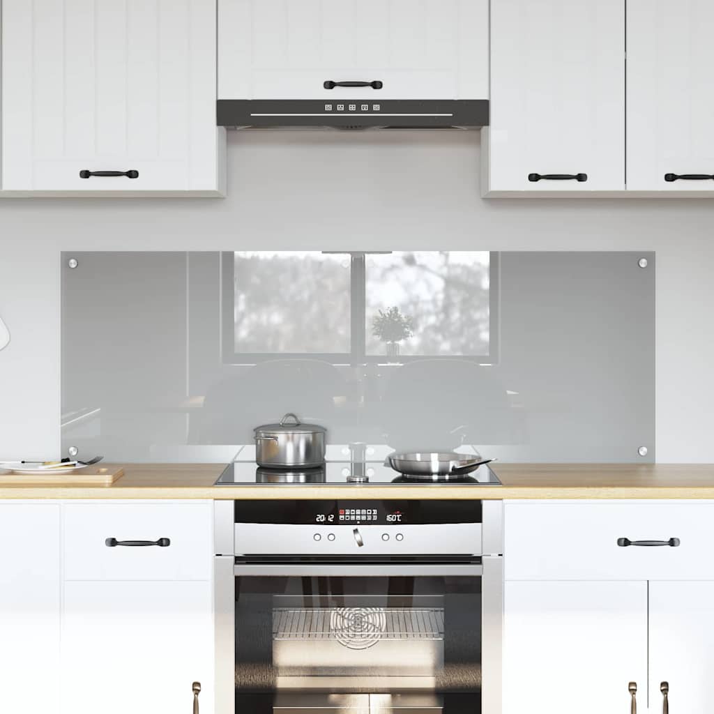 Køkkenbacksplash 2 pcs Lysegrå 70 x 50 cm hærdet glas billede