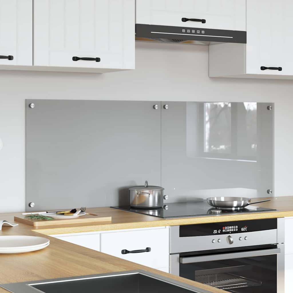 Køkkenbacksplash 2 pcs Lysegrå 70 x 50 cm hærdet glas