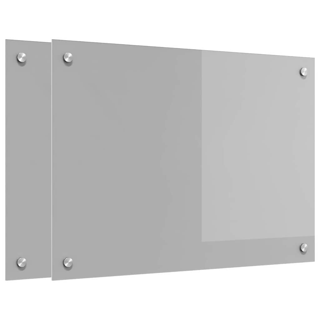 Køkkenbacksplash 2 pcs Lysegrå 70 x 50 cm hærdet glas