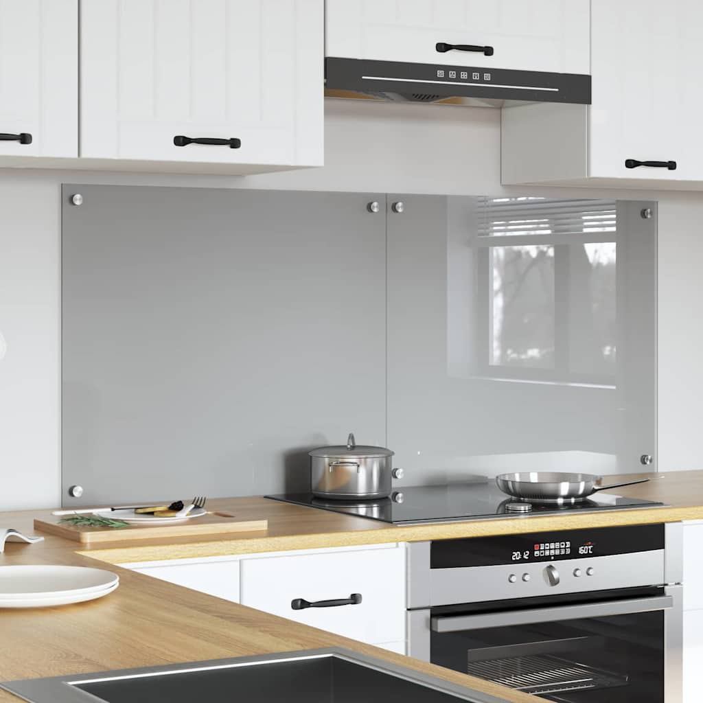 Køkkenbacksplash 2 pcs Lysegrå 70 x 60 cm hærdet glas