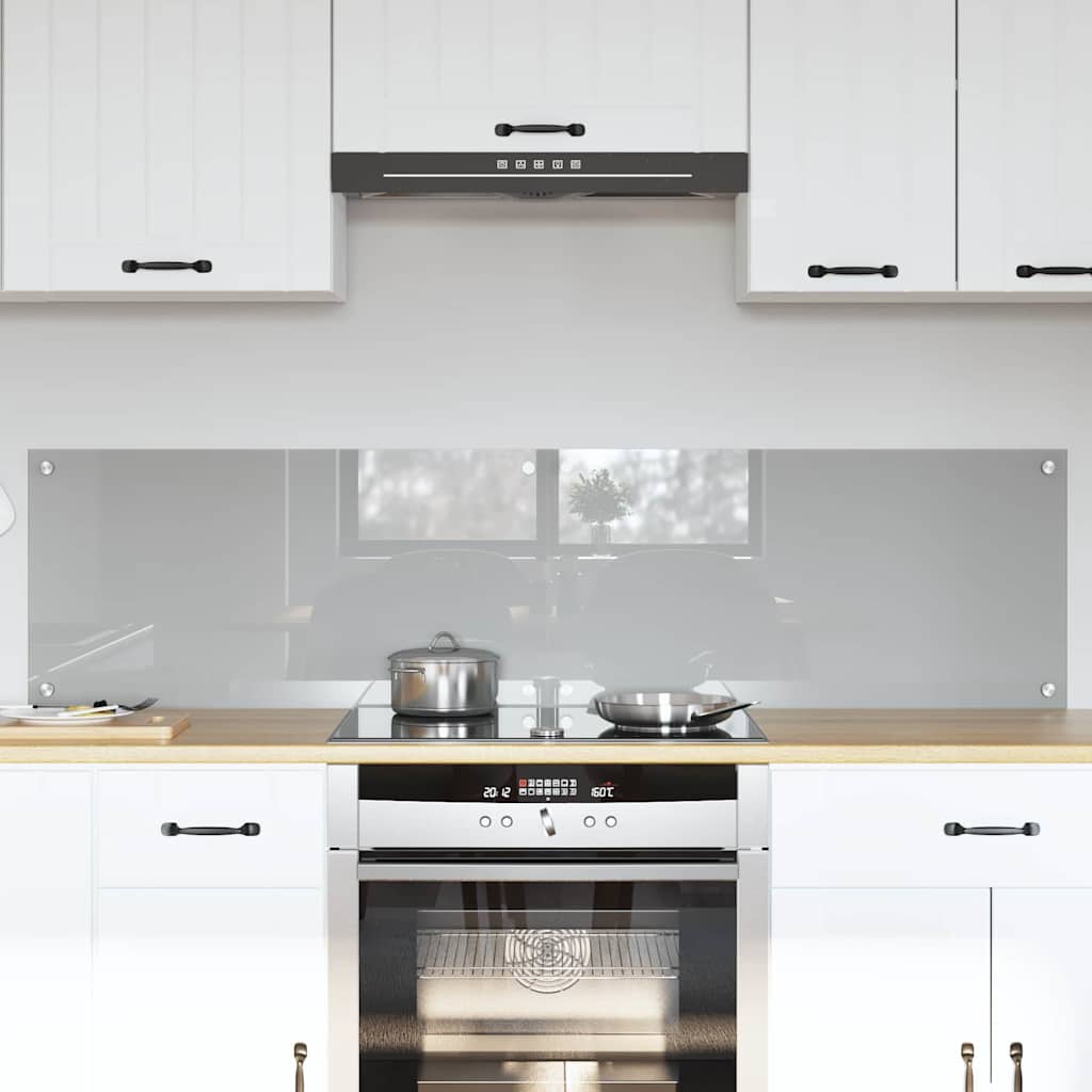 Køkkenbacksplash 2 pcs Lysegrå 80 x 40 cm hærdet glas