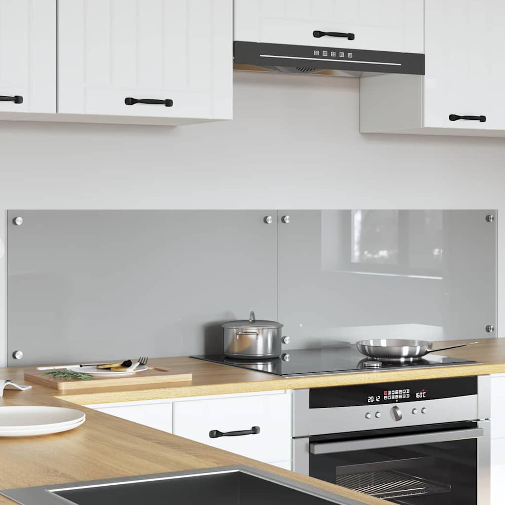Køkkenbacksplash 2 pcs Lysegrå 80 x 40 cm hærdet glas