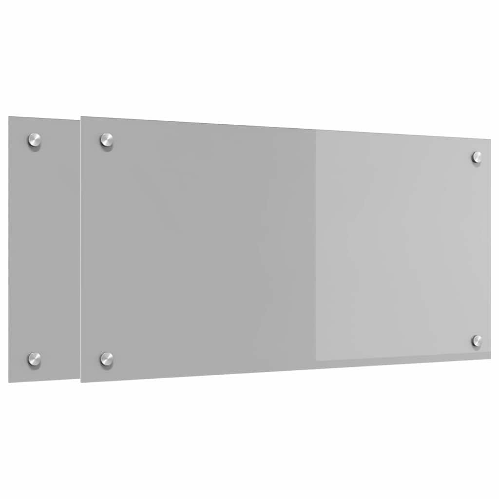 Køkkenbacksplash 2 pcs Lysegrå 80 x 40 cm hærdet glas