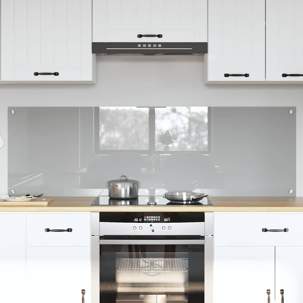 Køkkenbacksplash 2 pcs Lysegrå 80 x 50 cm hærdet glas