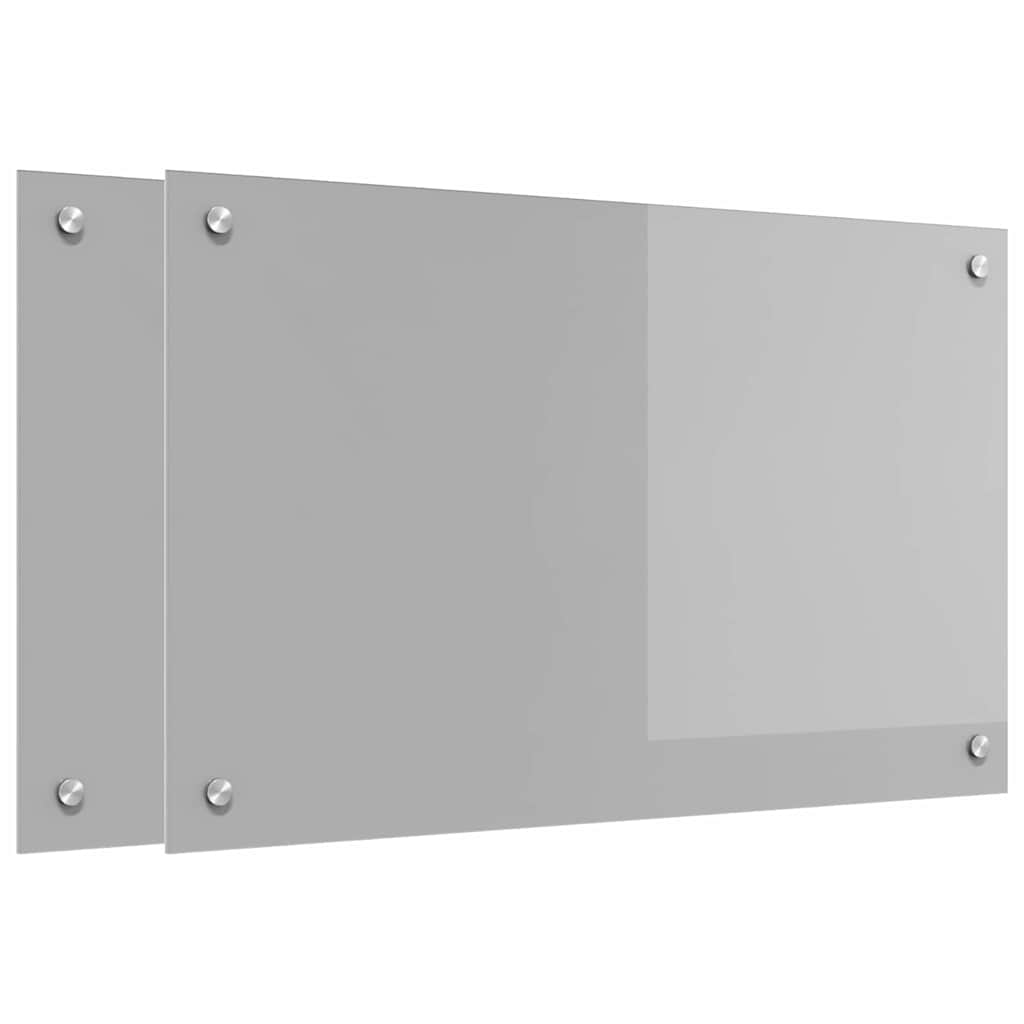 Køkkenbacksplash 2 pcs Lysegrå 80 x 50 cm hærdet glas