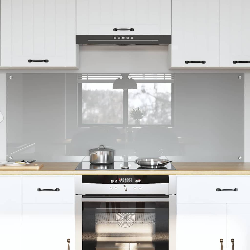 Køkkenbacksplash 2 pcs Lysegrå 80 x 60 cm hærdet glas