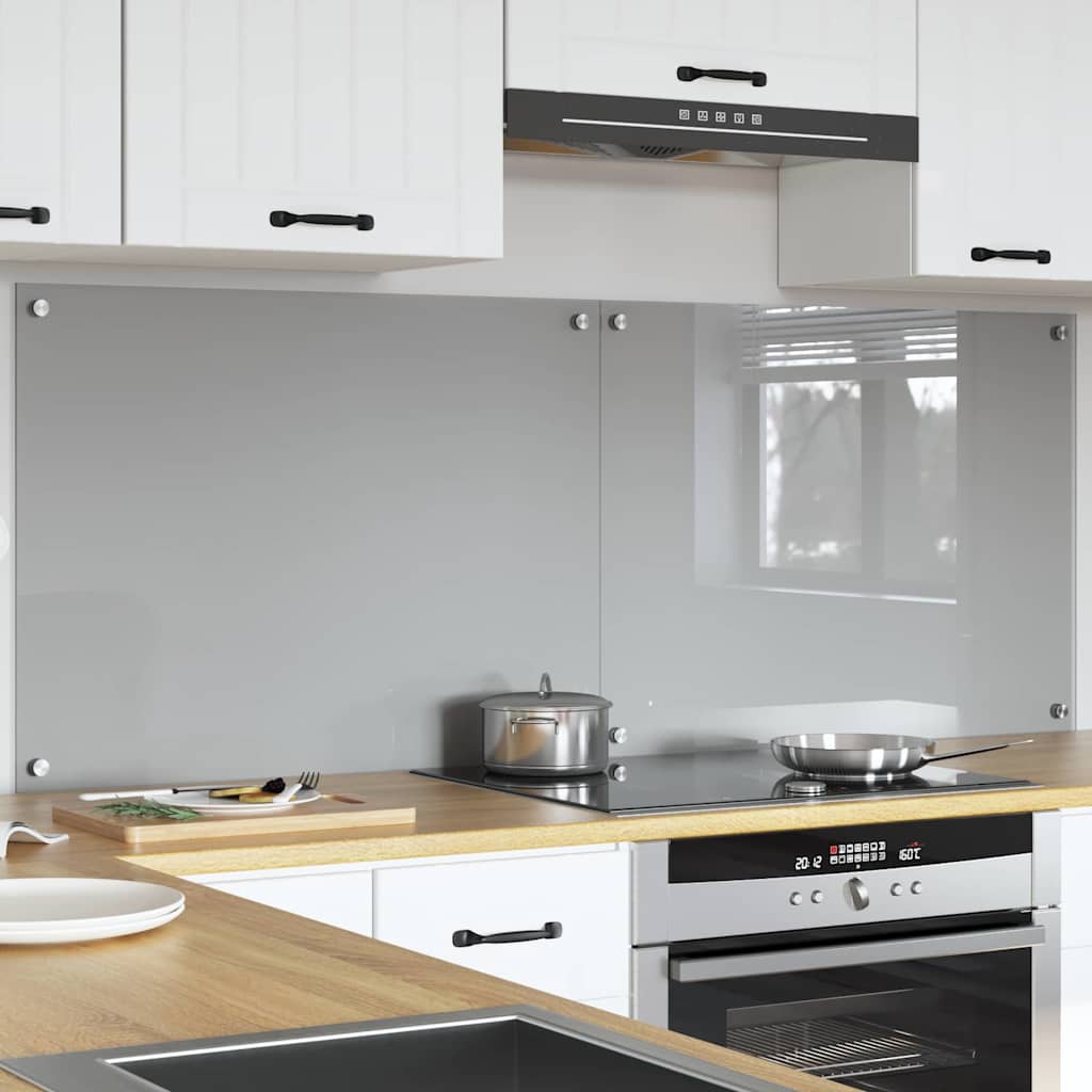 Køkkenbacksplash 2 pcs Lysegrå 80 x 60 cm hærdet glas