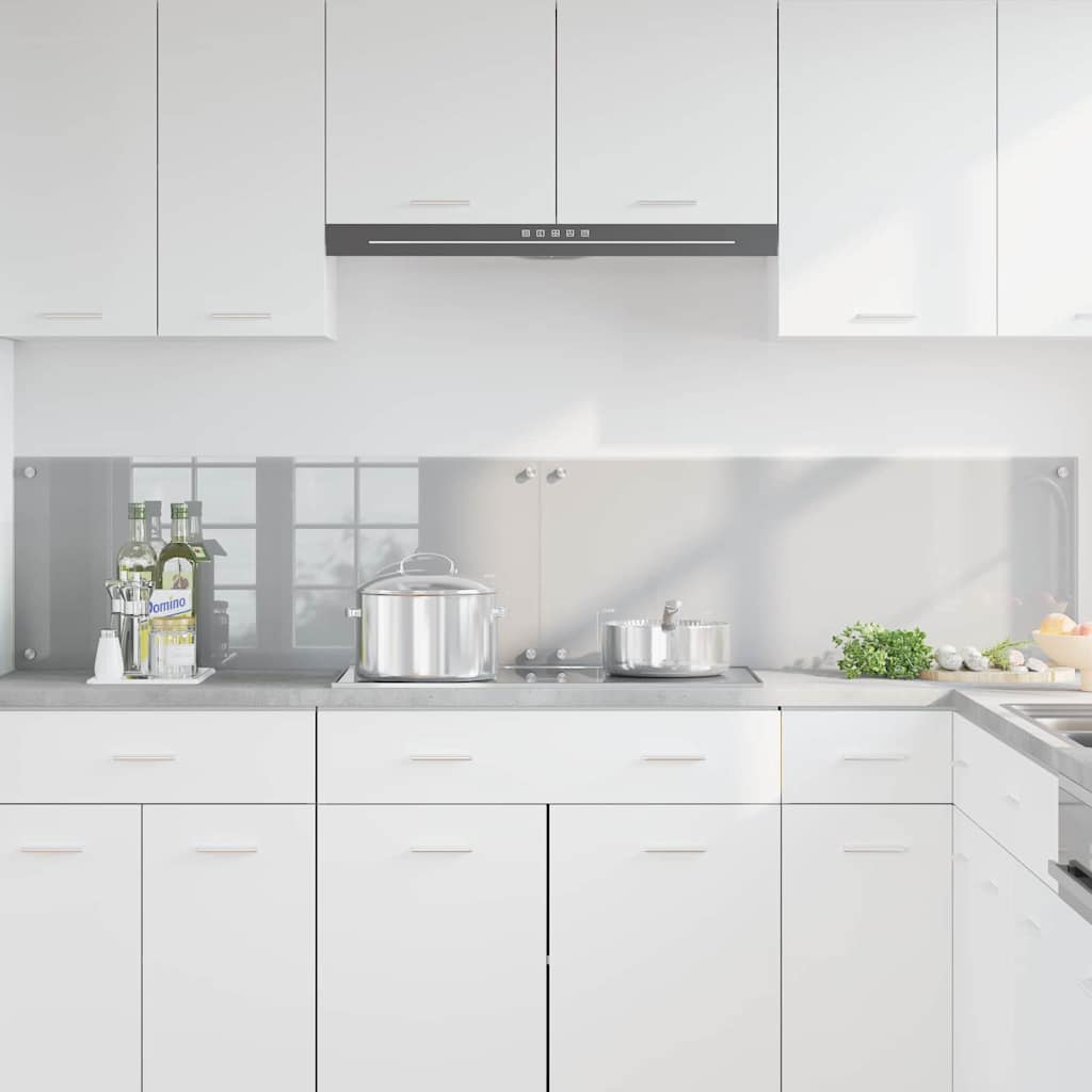 Køkkenbacksplash 2 pcs Lysegrå 100 x 40 cm hærdet glas