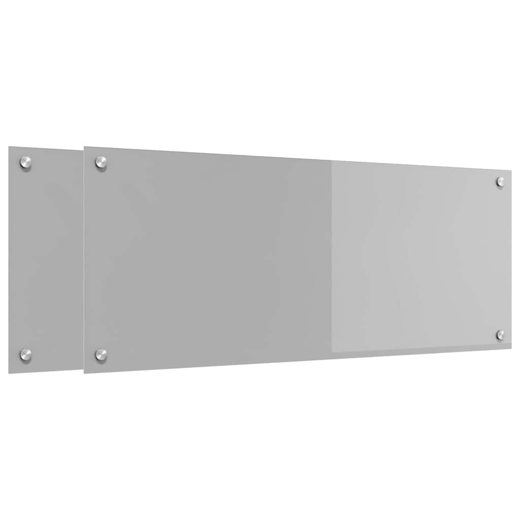 Køkkenbacksplash 2 pcs Lysegrå 100 x 40 cm hærdet glas