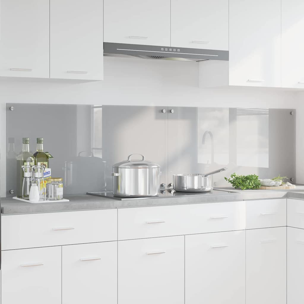 Køkkenbacksplash 2 pcs Lysegrå 100 x 50 cm hærdet glas