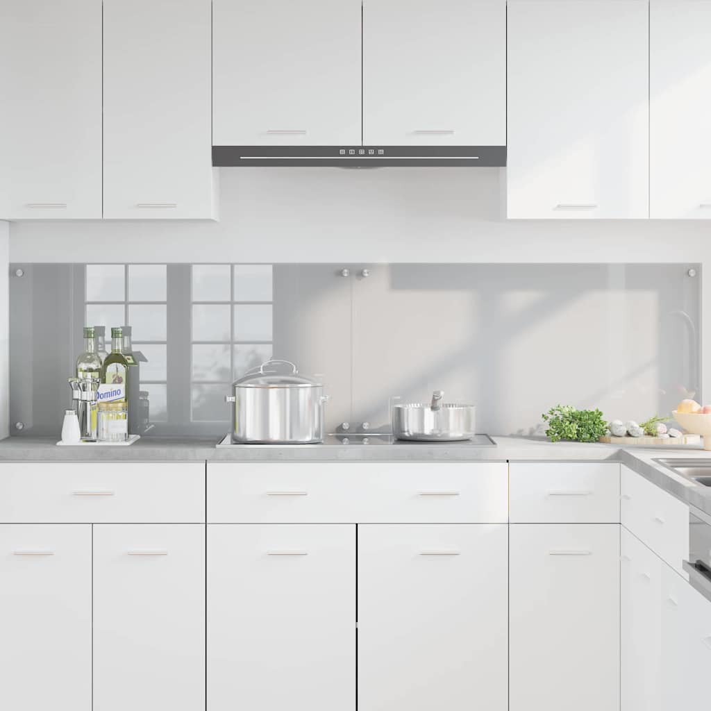 Køkkenbacksplash 2 pcs Lysegrå 100 x 50 cm hærdet glas