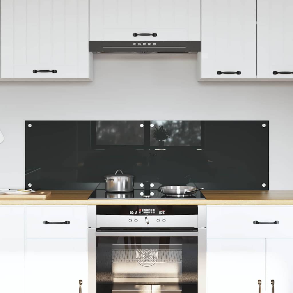 Køkkenbacksplash 2 pcs Mørkegrå 70 x 40 cm hærdet glas billede