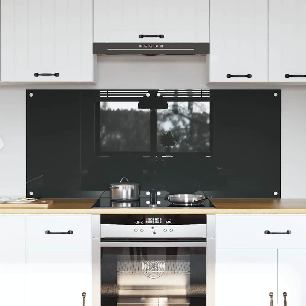 Køkkenbacksplash 2 pcs Mørkegrå 70 x 60 cm hærdet glas