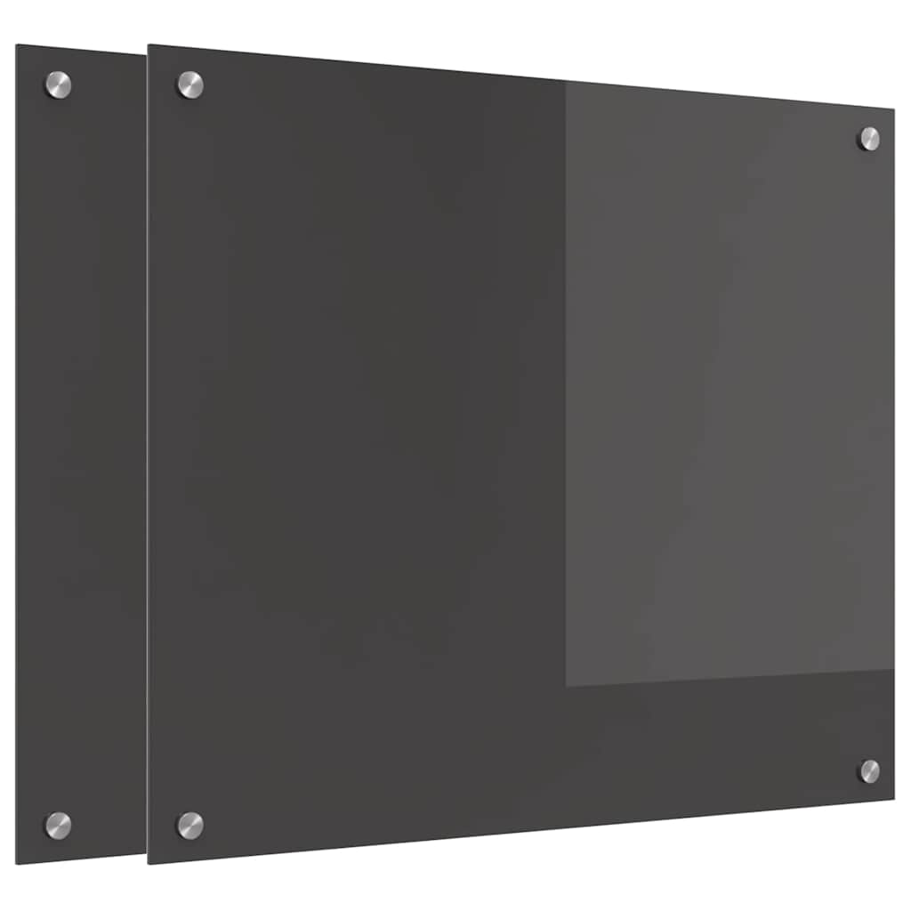 Køkkenbacksplash 2 pcs Mørkegrå 70 x 60 cm hærdet glas