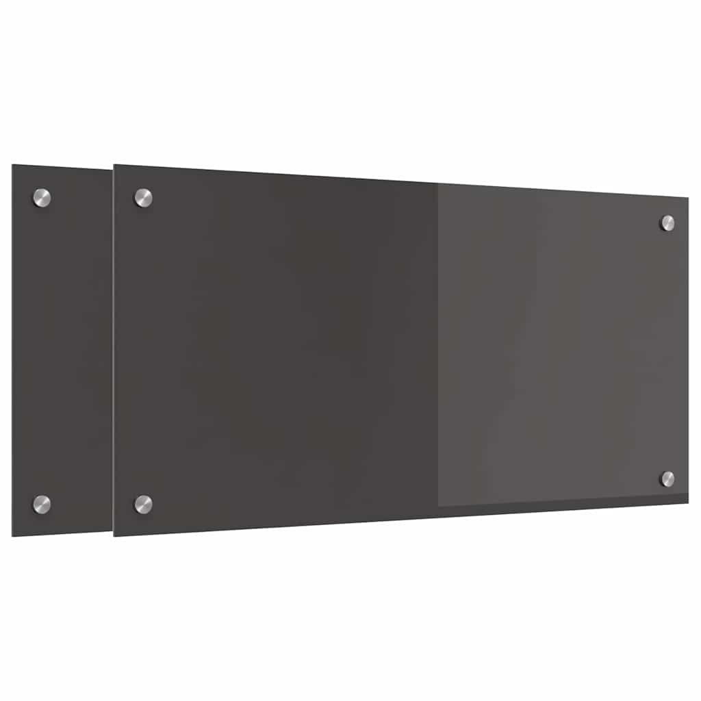 Køkkenbacksplash 2 pcs Mørkegrå 80 x 40 cm hærdet glas