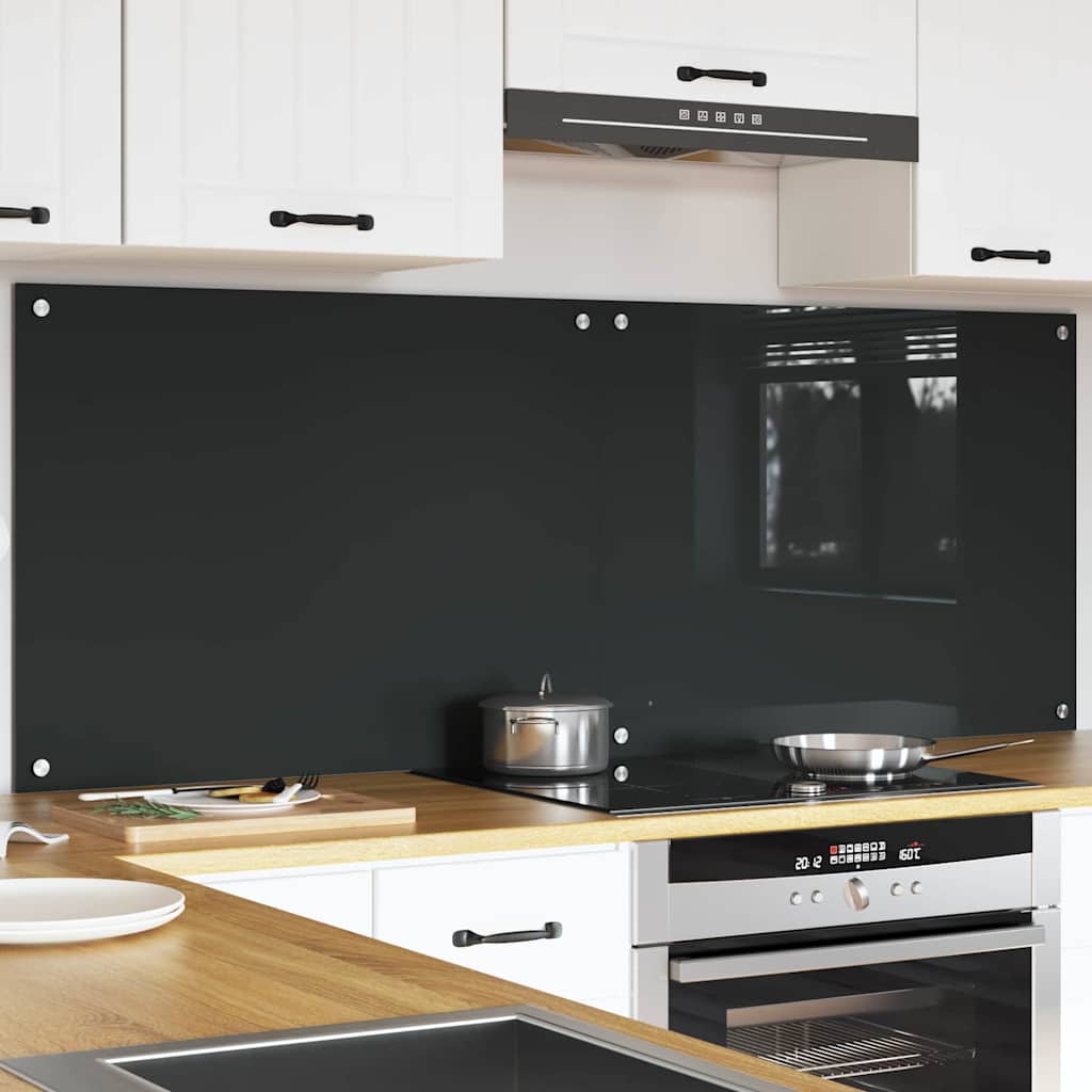 Køkkenbacksplash 2 pcs Mørkegrå 80 x 60 cm hærdet glas
