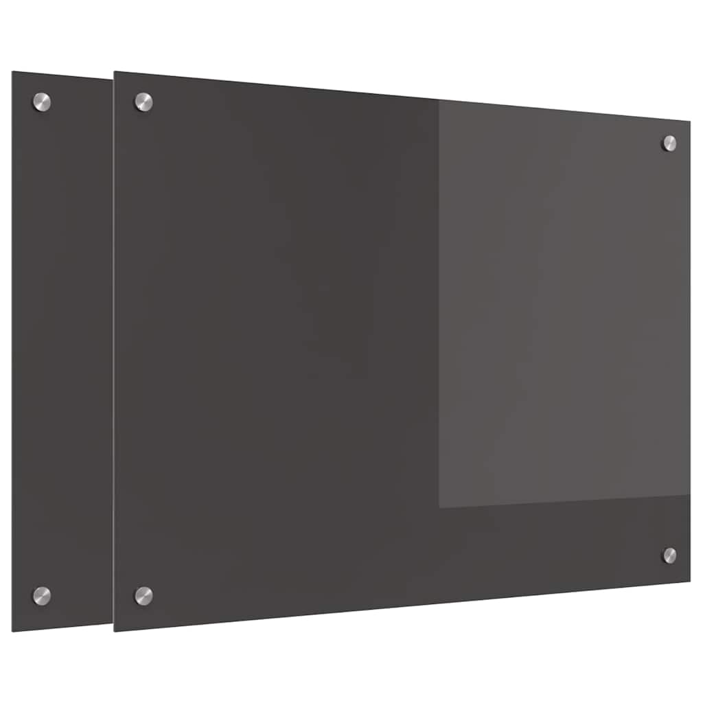 Køkkenbacksplash 2 pcs Mørkegrå 80 x 60 cm hærdet glas