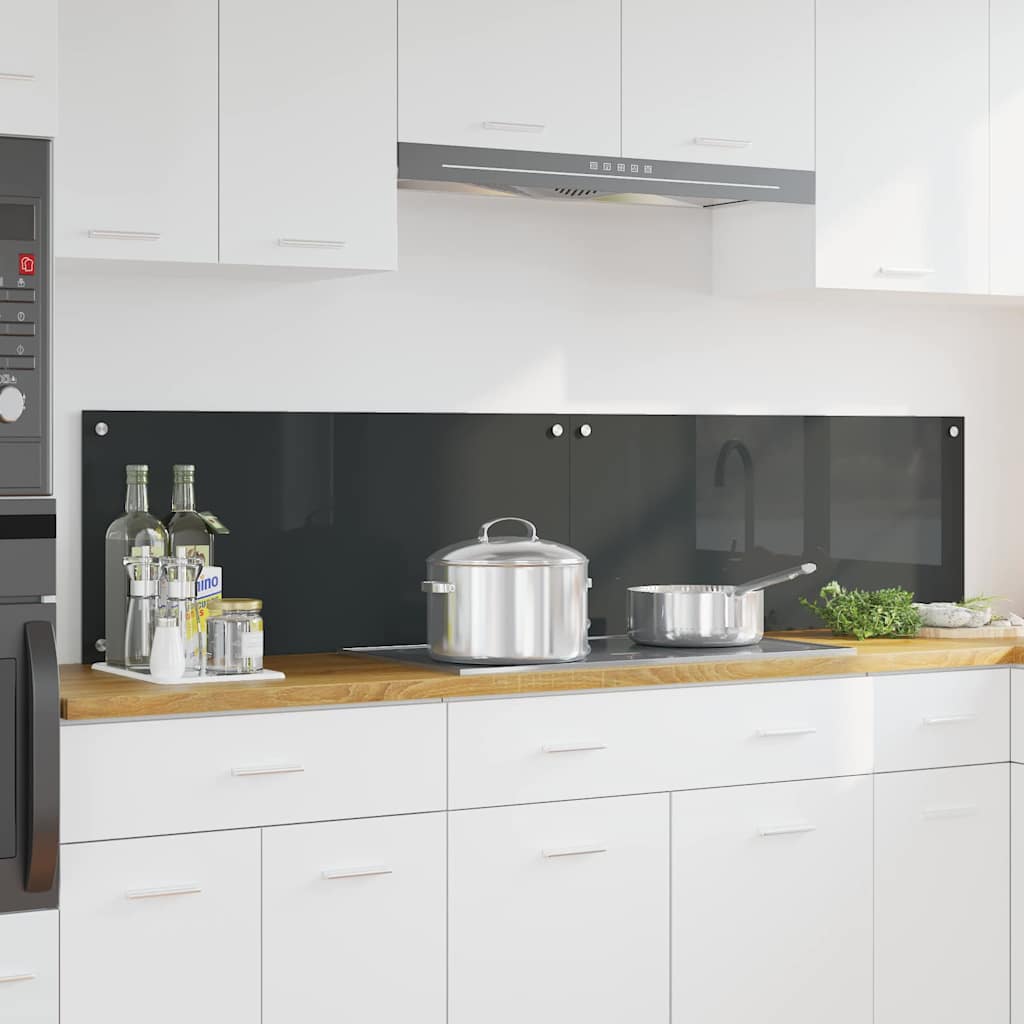 Køkkenbacksplash 2 pcs Mørkegrå 90 x 40 cm hærdet glas