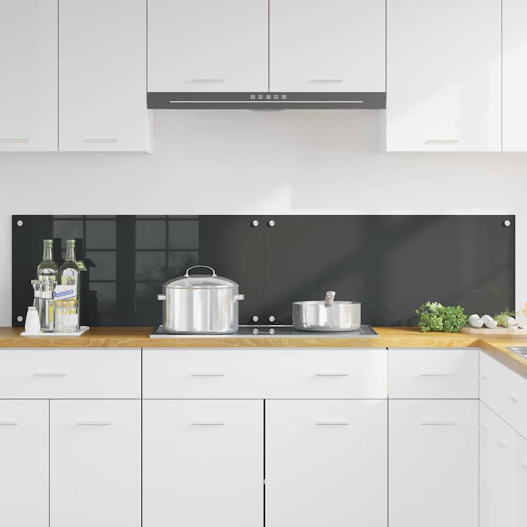 Køkkenbacksplash 2 pcs Mørkegrå 90 x 40 cm hærdet glas