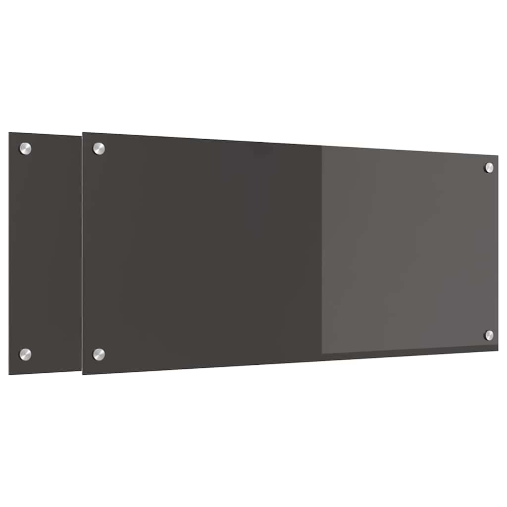 Køkkenbacksplash 2 pcs Mørkegrå 90 x 40 cm hærdet glas