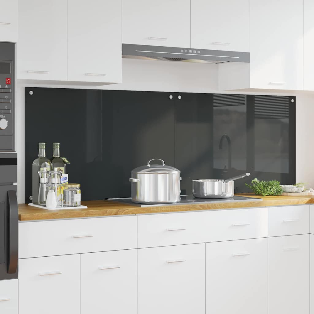 Køkkenbacksplash 2 pcs Mørkegrå 90 x 60 cm hærdet glas