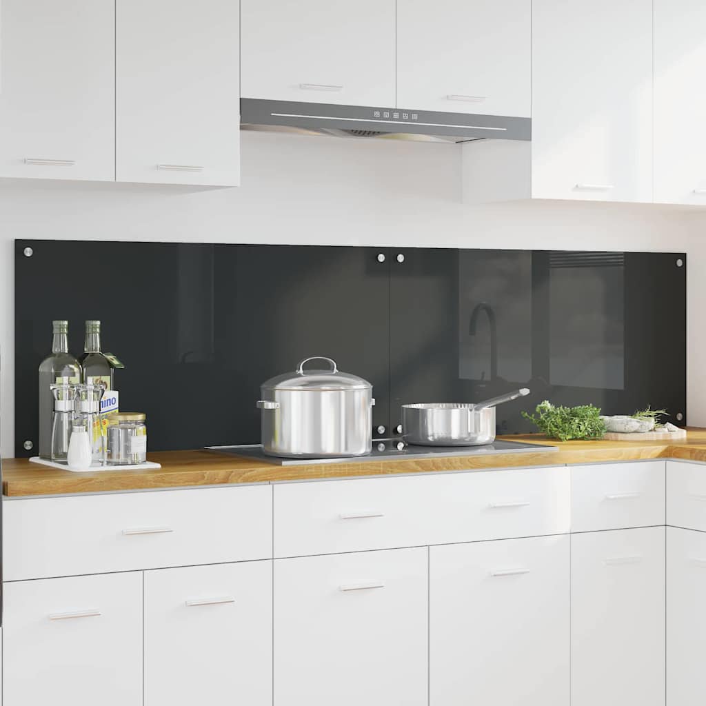 Køkkenbacksplash 2 pcs Mørkegrå 100 x 50 cm hærdet glas