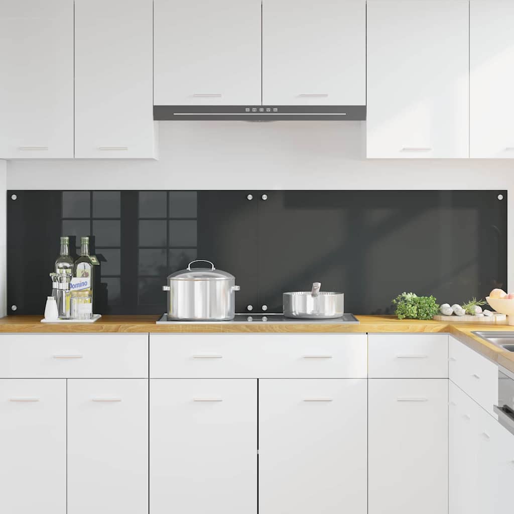 Køkkenbacksplash 2 pcs Mørkegrå 100 x 50 cm hærdet glas