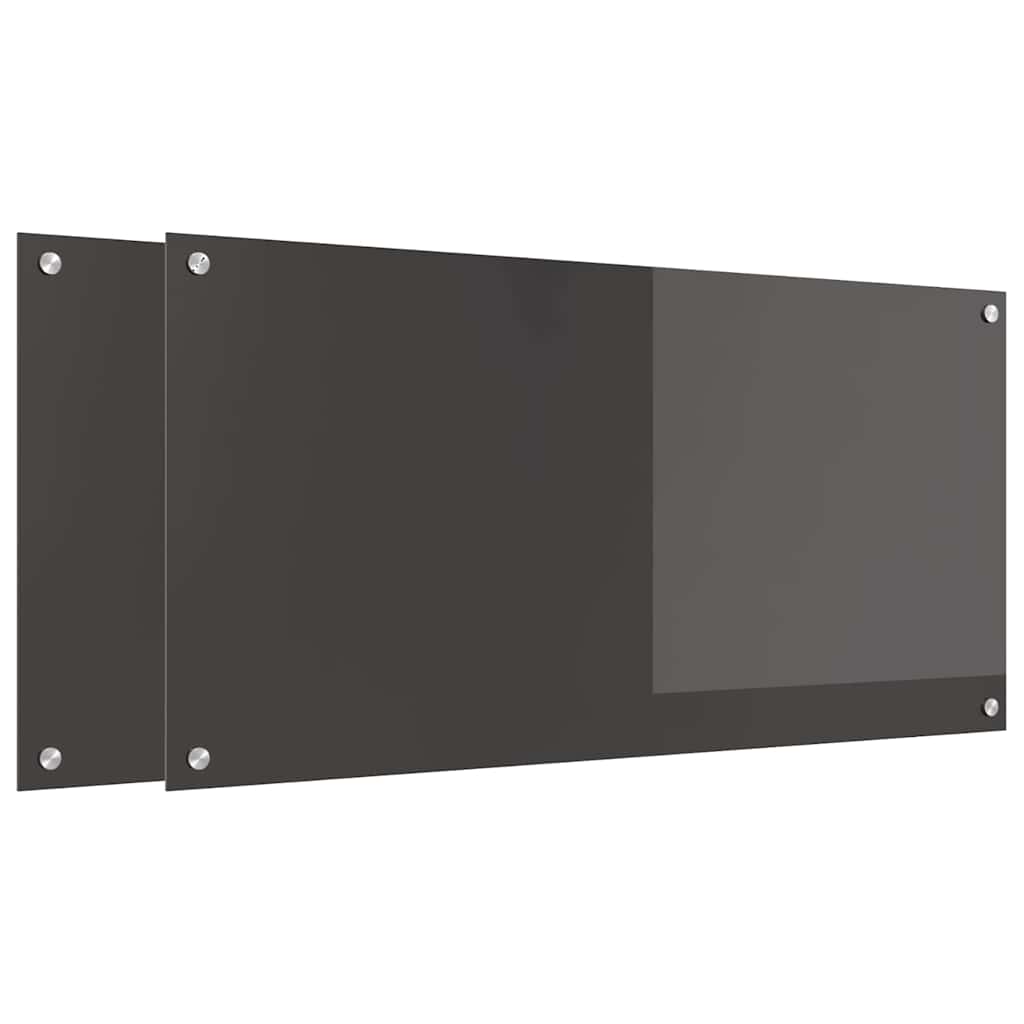 Køkkenbacksplash 2 pcs Mørkegrå 100 x 50 cm hærdet glas